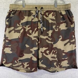 Combat Iron Apparel Shorts Mens 2XL Camo 8in Lightweight Stretch Drawstring Gym